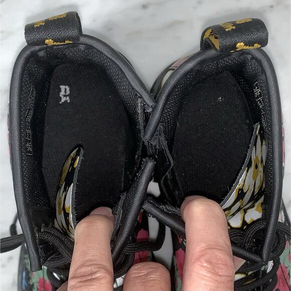 DR. MARTENS 1460J Floral Mash Up Leather Lace Up Boot Kids L5 M4 Black Punk EUC - Picture 10 of 10